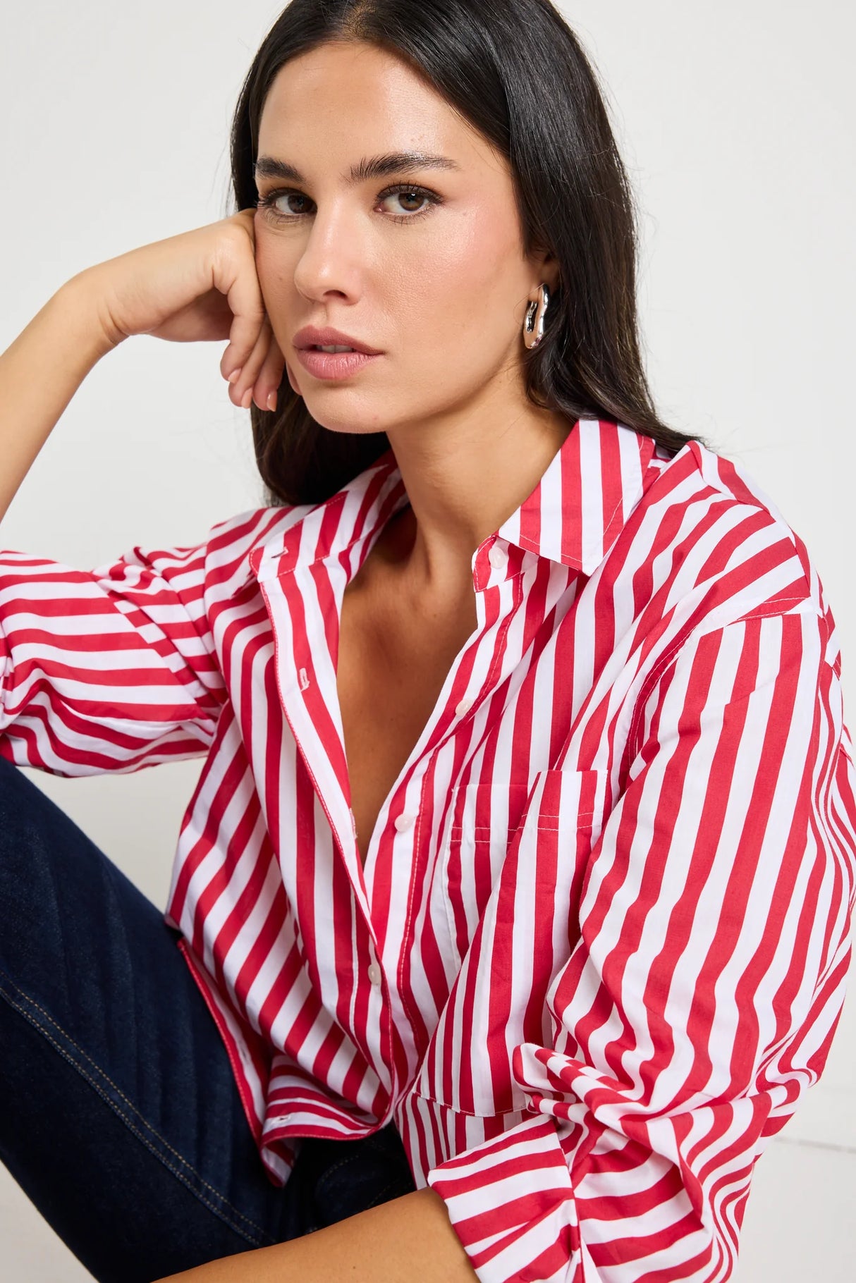 Flo & Frankie Ladies You Got This Stripe Oversized Boyfriend Shirt
