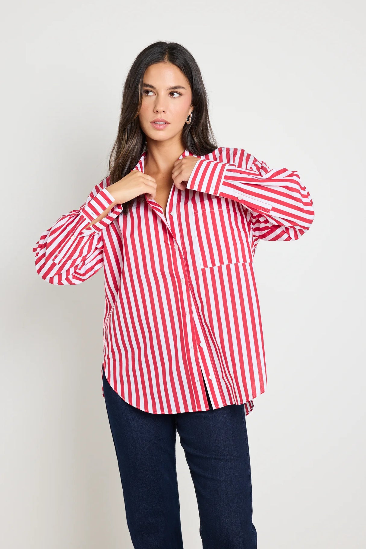 Flo & Frankie Ladies You Got This Stripe Oversized Boyfriend Shirt