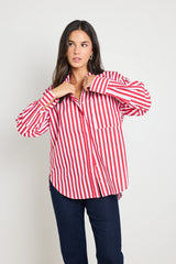Flo & Frankie Ladies You Got This Stripe Oversized Boyfriend Shirt