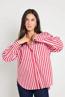 Flo & Frankie Ladies You Got This Stripe Oversized Boyfriend Shirt