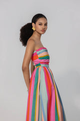 thr3letter - Painted Stripe Maxi Dress