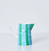Noss and Co - Ceramic Milk Jug | Green & Cornflower Stripes