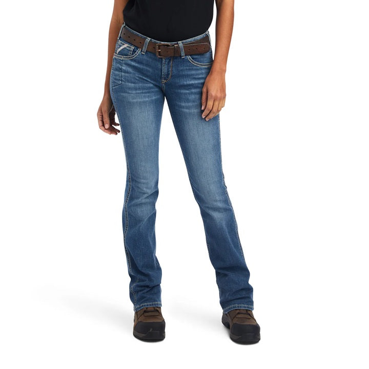 Ariat Ladies Rebar Perfect Rise Boot Cut Work Flex Jeans – Riveter Malibu 10041067