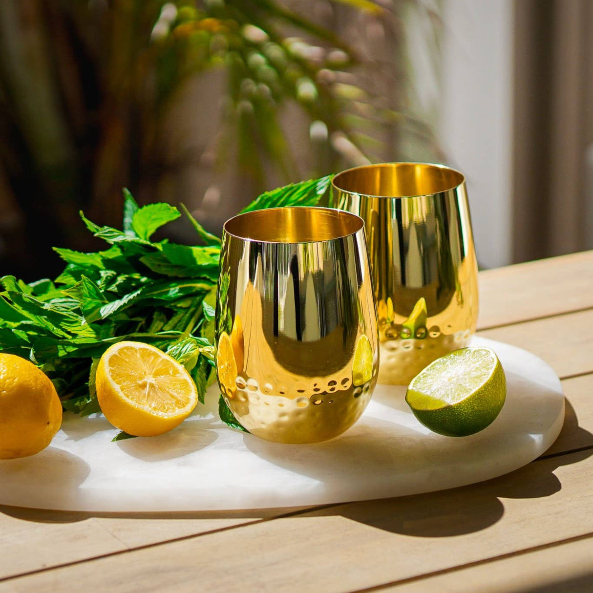 CLINQ - Gold Half-hammered Glasses (Set of 2)