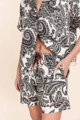 Gingerlilly Cotton Sateen Short Pyjama Set - Daphne B&W Paisley