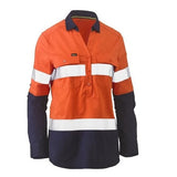 Bisley Ladies Shirt Long Sleeve CF Tape Stretch Orange & Navy BLC6064T_TT02
