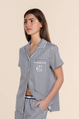 Gingerlilly - Cotton Short Pyjama Set - Camilla Navy Stripe