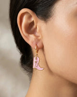 Greenwood Designs - Grace Pink Enamel Cowboy Boot Dangle Earrings
