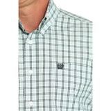Cinch Mens Classic Short Sleeve Check Shirt - Turquoise - MTW1111487