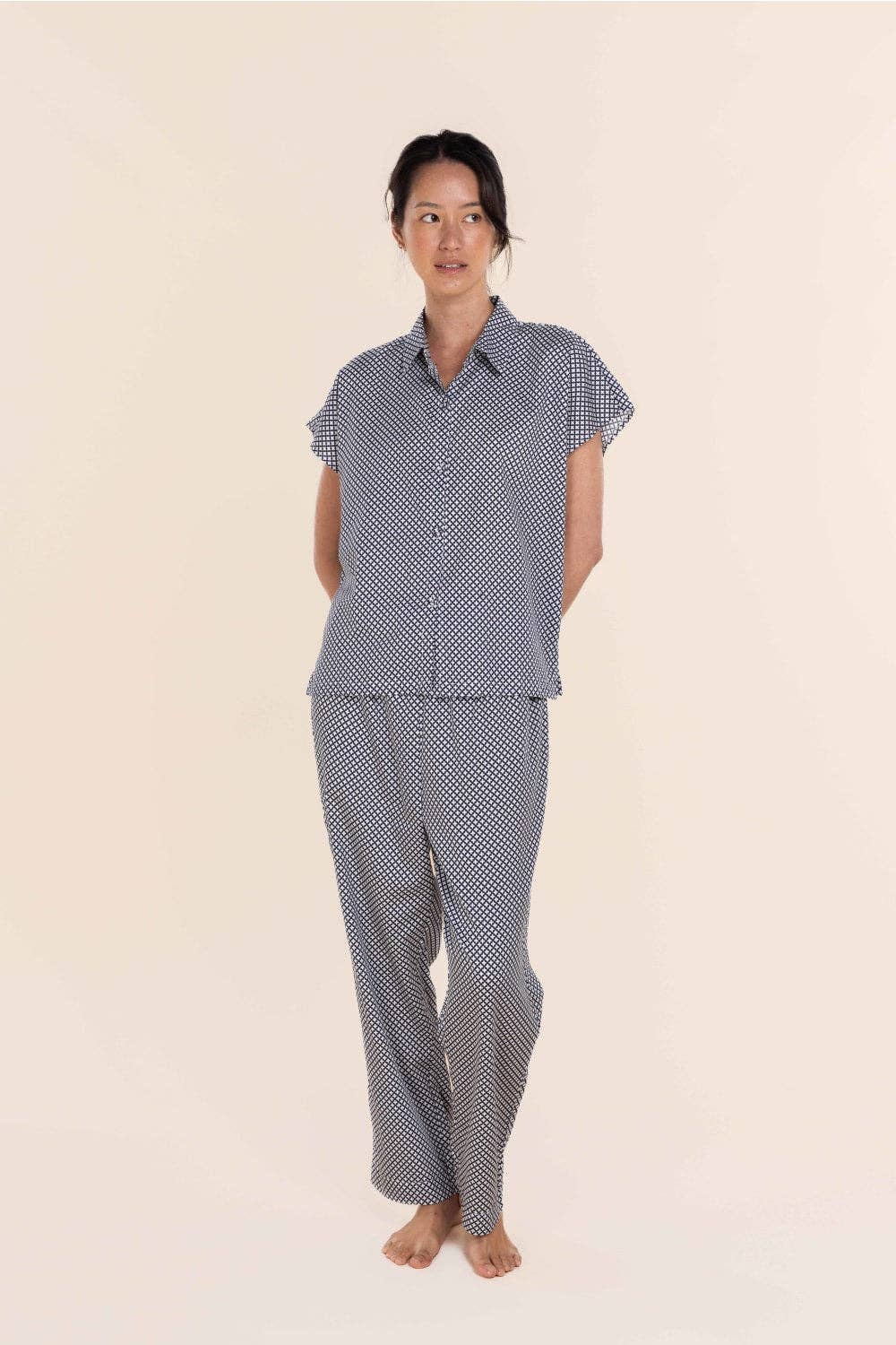 Gingerlilly - Cotton Pyjama Long Summer Set - Marlie Diamond Navy