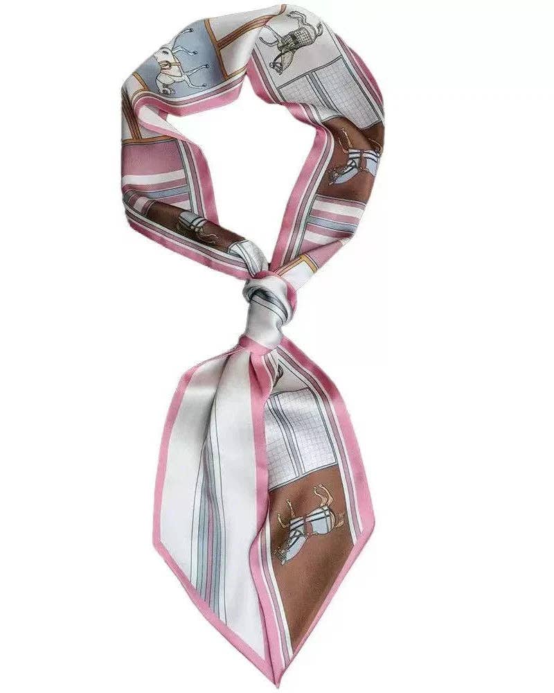 Greenwood Designs - Satin Neck Scarves & Bag Ties - Horsing Around Pink