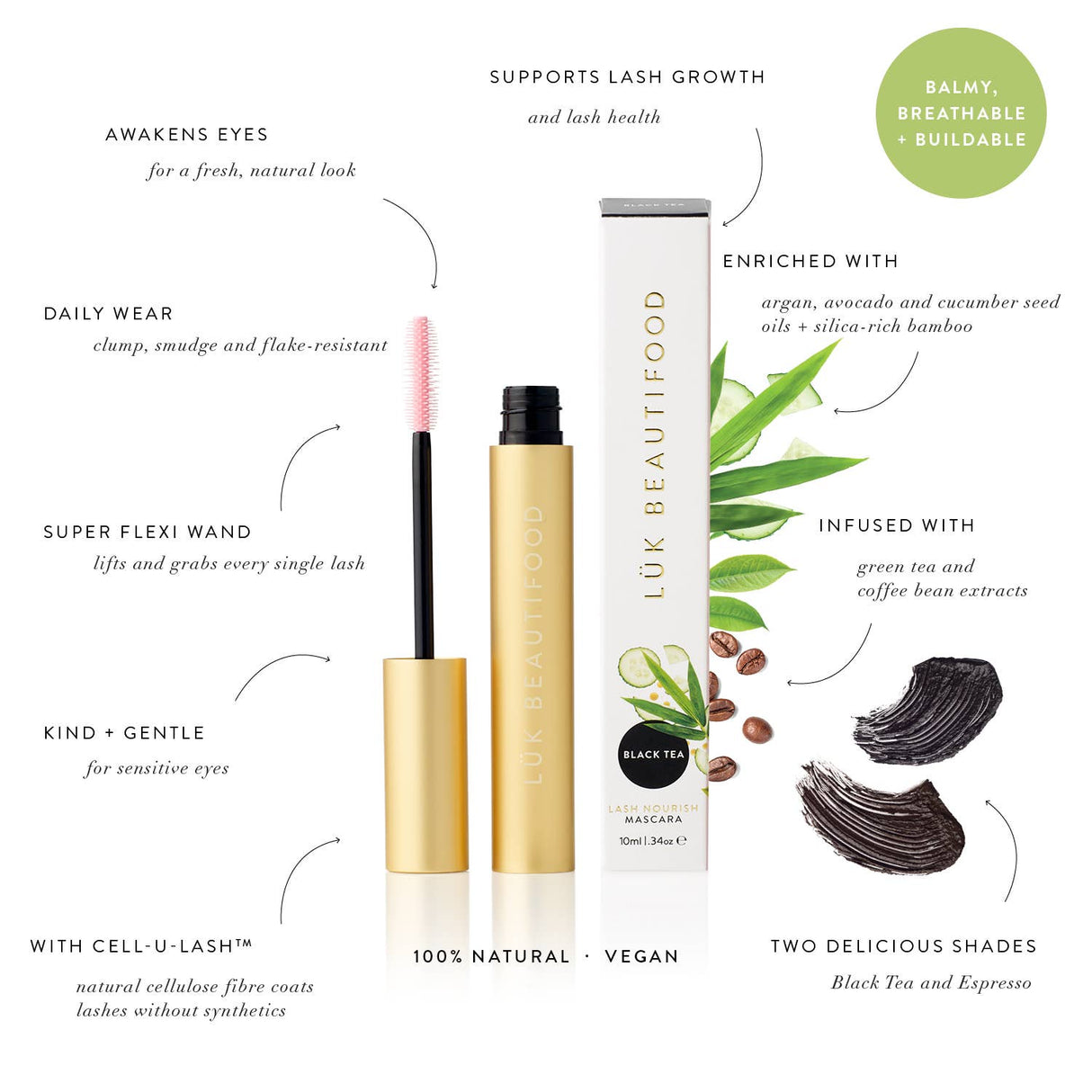 LÜK BEAUTIFOOD Lash Nourish Mascara™  - Black Tea 10ml