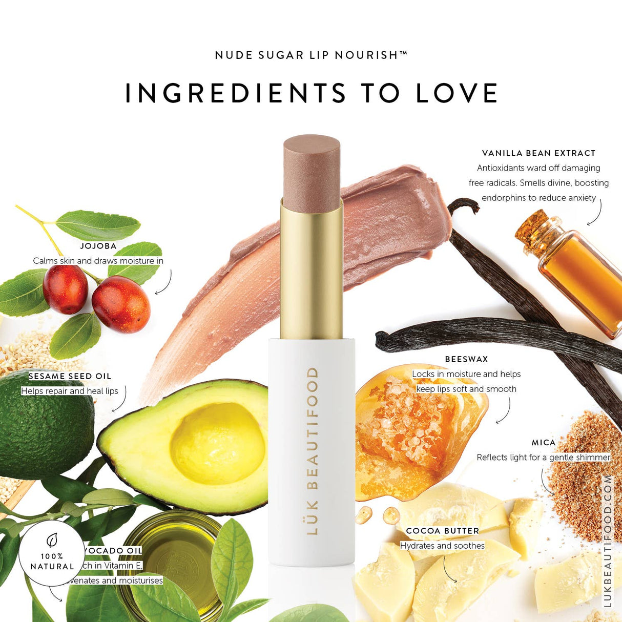 LÜK BEAUTIFOOD Lip Nourish™ Sheer Lipstick - Nude Sugar