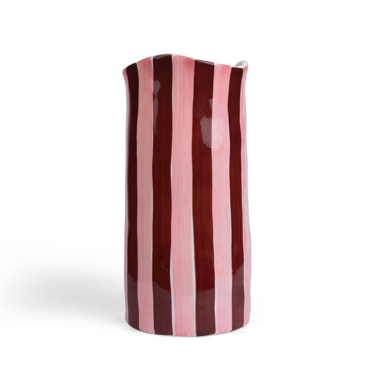 Noss and Co - NEW Med Vase - Burgundy and Pink Stripe
