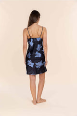 Gingerlilly Recycled Satin Short Nightie - Iris Navy