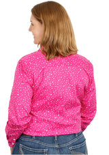 Just Country Ladies Abbey Full Button Work shirt in Pink Stars