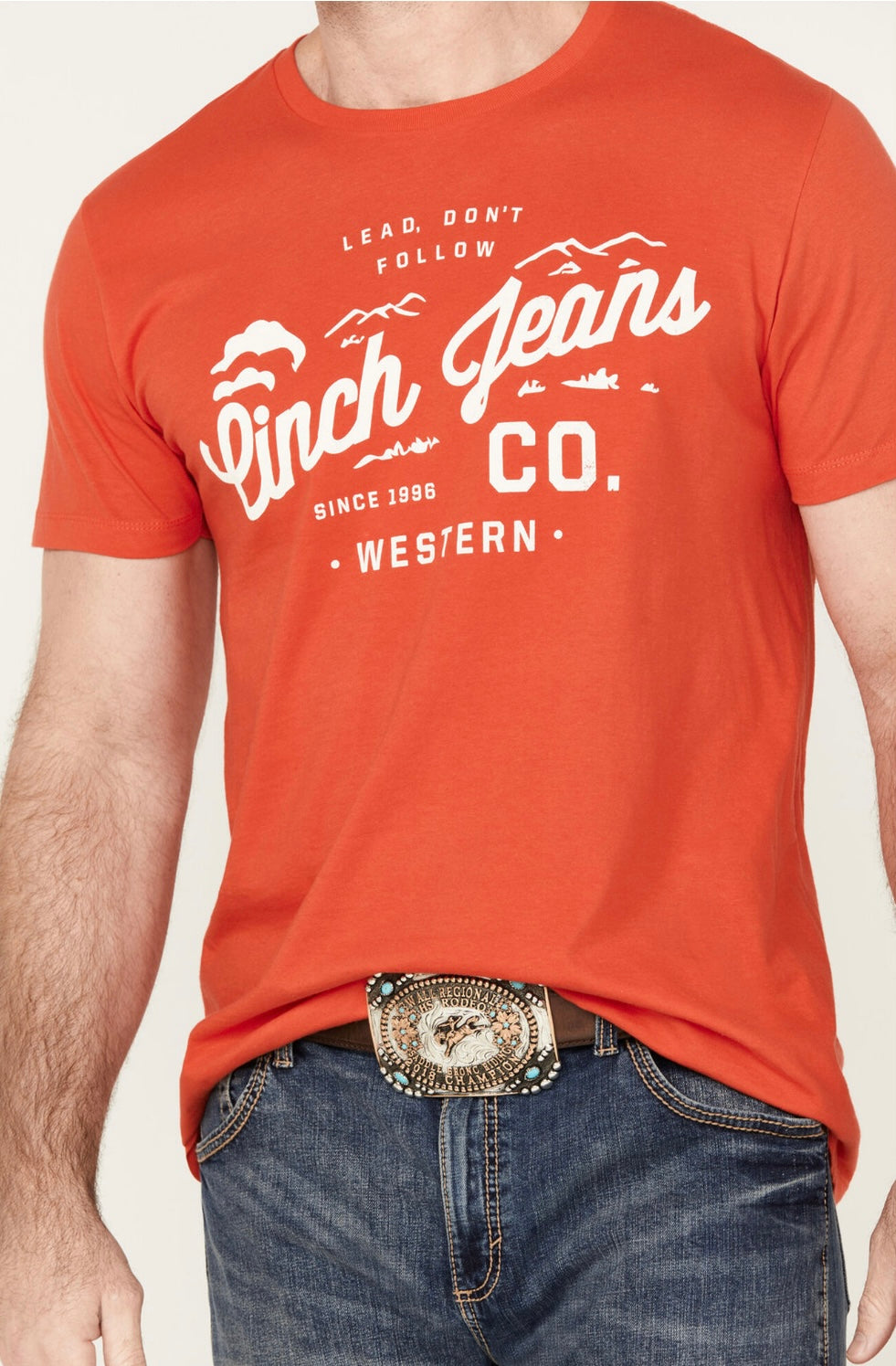 Cinch Mens Red ‘Lead Don’t Follow’ T-Shirt