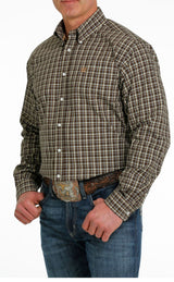 Cinch Mens Check Shirt Brown / Green / White Mtw1105536