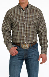 Cinch Mens Check Shirt Brown / Green / White Mtw1105536