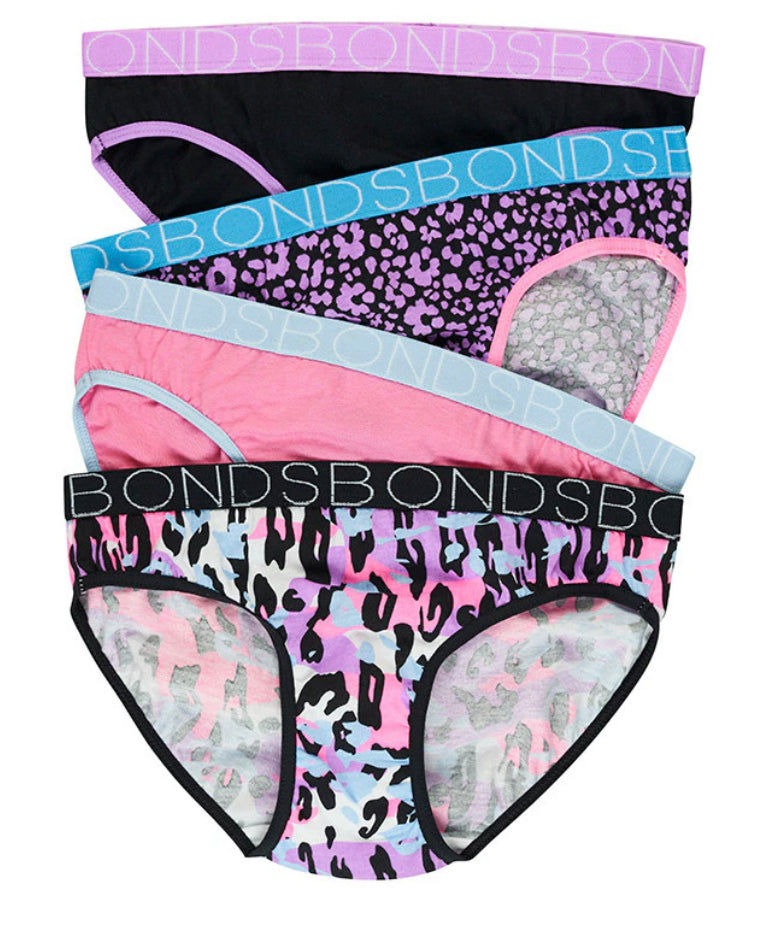 Bonds Girls Bikini 4 pack assorted colours