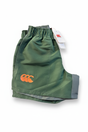 Close detail of Canterbury kids Harletic shorts on a plain white background