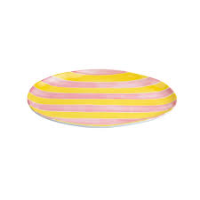Noss and Co - Small Oval Ceramic Platter | Pink & Yellow Stripe