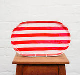 Noss and Co - Oval Ceramic Platter | Pink & Red Stripe