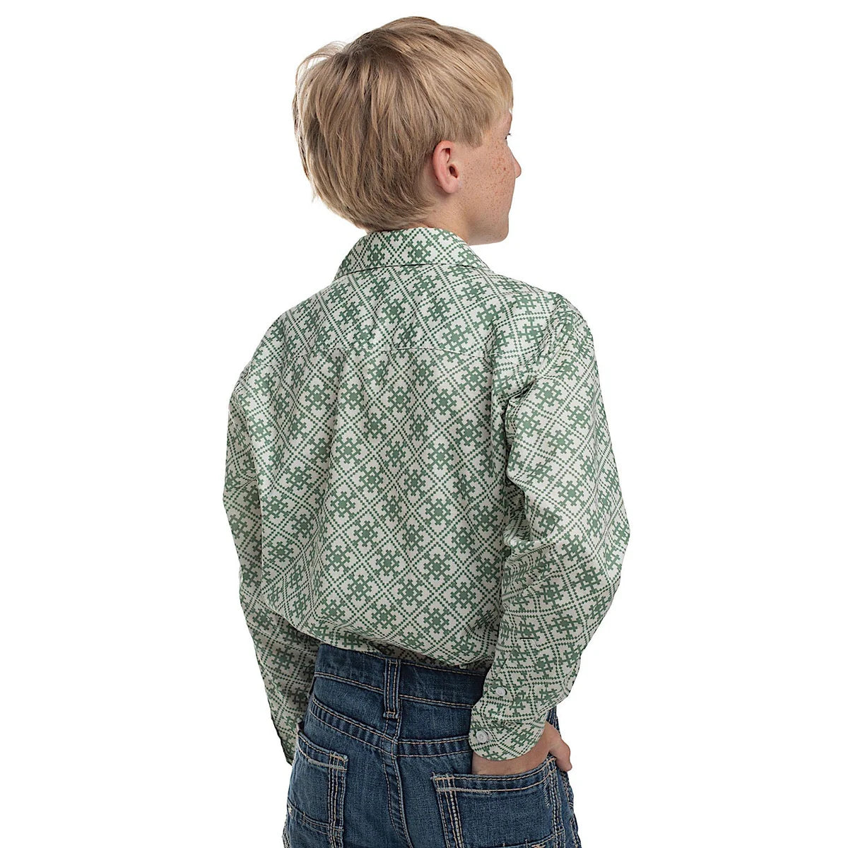 Just Country Boys Brayden Shirt - White & Eucalyptus Print
