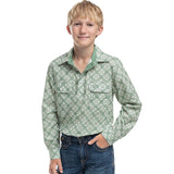 Just Country Boys Brayden Shirt - White & Eucalyptus Print