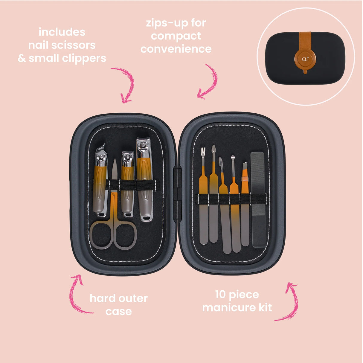 Annabel Trends Men's Manicure Kit - Stainless Steel - 10 Piece