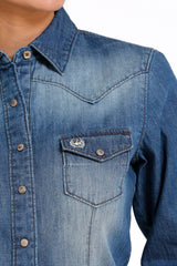 Cinch Ladies Denim Snap Front Western Shirt - MSW9202001