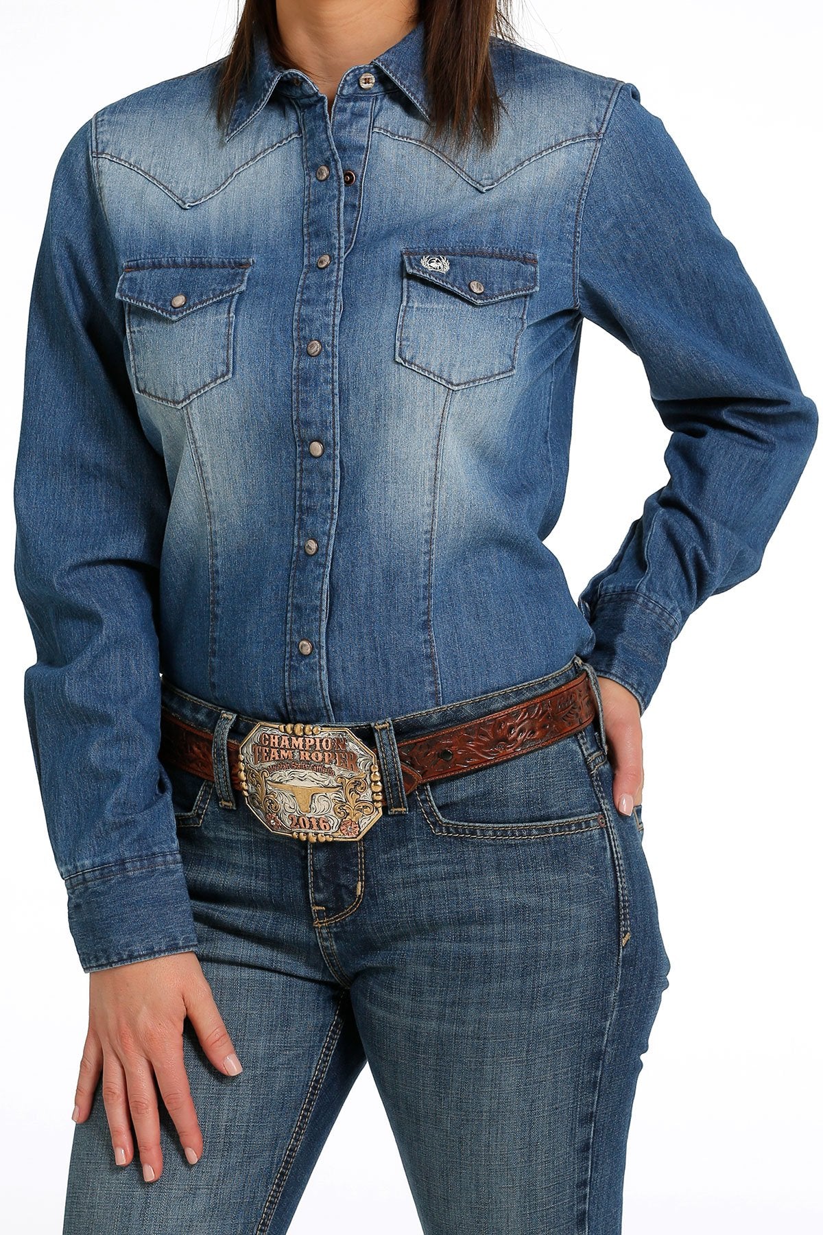 Cinch Ladies Denim Snap Front Western Shirt - MSW9202001