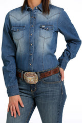 Cinch Ladies Denim Snap Front Western Shirt - MSW9202001
