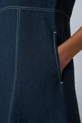 Naturals By O&j Button-through Linen Dress in Gunsmoke