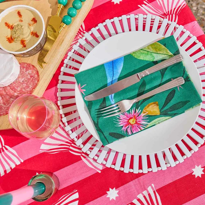 Annabel Trends Linen & Cotton Tablecloth - Red Pink Bow