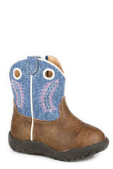 Roper Infants, Toddlers & Kids Boots in Willow - Brown/Blue Denim