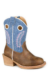 Roper Infants, Toddlers & Kids Boots in Willow - Brown/Blue Denim
