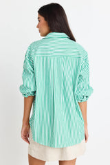Flo & Frankie Ladies You Got This Stripe Oversized Boyfriend Shirt