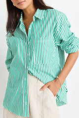 Flo & Frankie Ladies You Got This Stripe Oversized Boyfriend Shirt