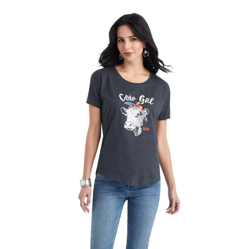 Ariat Ladies Cow Gal T shirt Charcoal Heather
