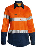Bisley Ladies 2 Tone Hi Vis Reflective Tape Long Sleeve Drill Shirt BLT6456