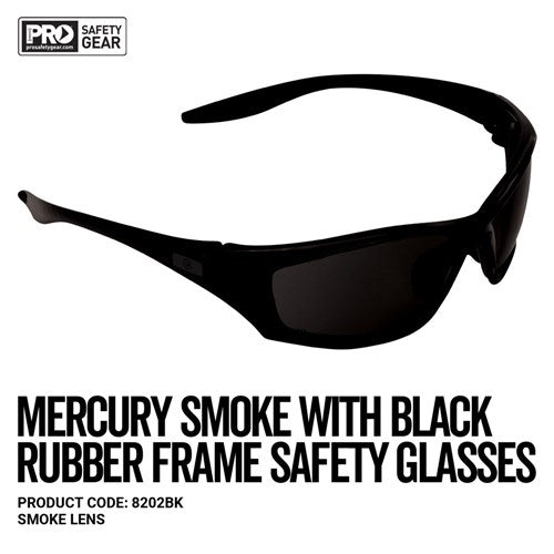 Prochoice® Mercury Black Frame Safety Glasses Smoke Lens