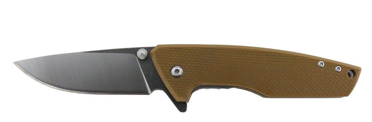 Brown Dog Folding Knife with Khaki handle & clip