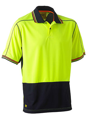Bisley Mens 2 tone Hi Vis Polyester mesh short sleeve polo shirt