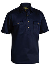Bisley Mens BSC1433 Closed Front Cotton Drill Short Sleeve Shirt