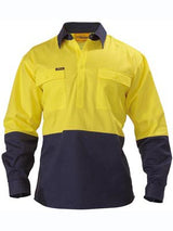 Bisley Mens BSC6267 2 tone Closed Front Hi Vis Drill shirt long sleeve