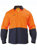 Bisley Mens BS6267 Full Button 2 tone Hi Vis Drill shirt long sleeve