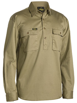 Bisley Mens BSC6433 Closed Front Cotton Drill Shirt long sleeve