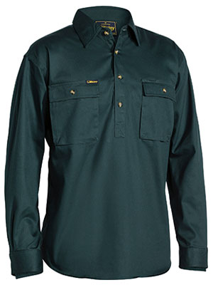 Bisley Mens BSC6433 Closed Front Cotton Drill Shirt long sleeve