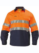 Bisley Mens BTC6456 3M Taped 2 tone Closed Front Hi Viz Long Sleeve Shirt